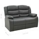 2-местен диван реклайнер, сив, изкуствена кожа