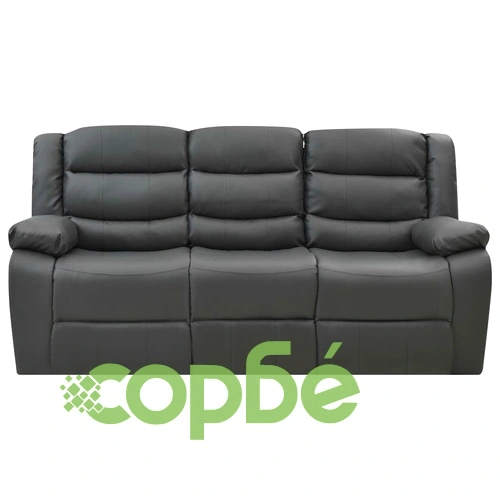 3-местен диван реклайнер, сив, изкуствена кожа ➤ топ цена ➤ sorbe.bg