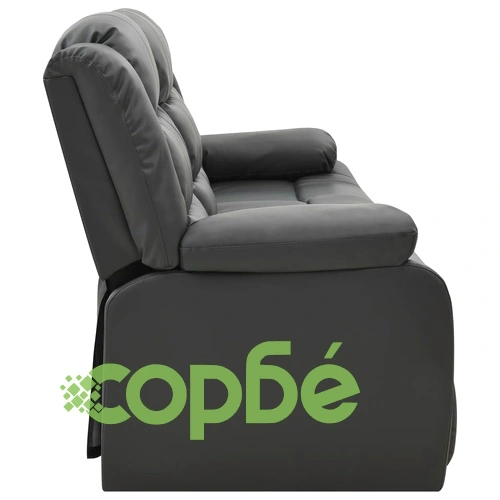 3-местен диван реклайнер, сив, изкуствена кожа ➤ топ цена ➤ sorbe.bg