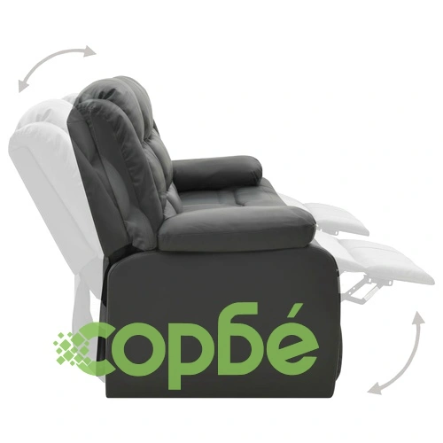 3-местен диван реклайнер, сив, изкуствена кожа ➤ топ цена ➤ sorbe.bg