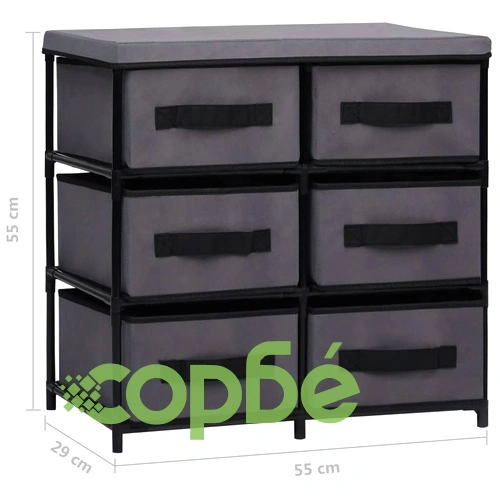 Шкаф за съхранение с 6 чекмеджета, 55x29x55 см, сив, стомана ➤ топ цена ➤ sorbe.bg