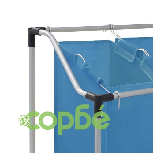 Кош за сортиране на пране с 3 торби, син, стомана ➤ топ цена ➤ sorbe.bg