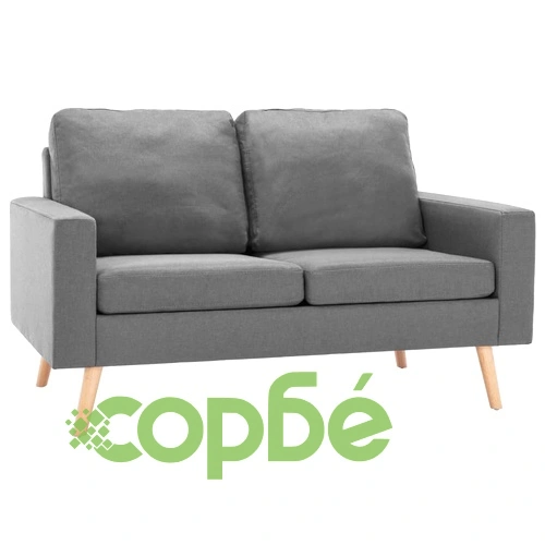 2-местен диван, светлосив, текстил ➤ топ цена ➤ sorbe.bg