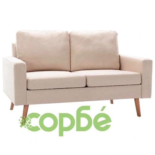 2-местен диван, кремав, текстил ➤ топ цена ➤ sorbe.bg