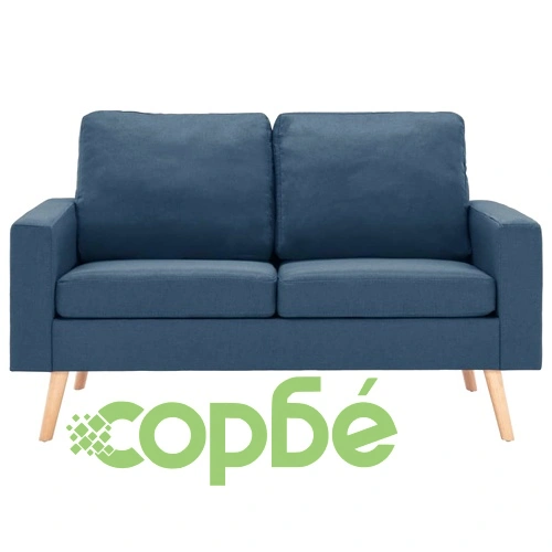 2-местен диван, син, текстил ➤ топ цена ➤ sorbe.bg