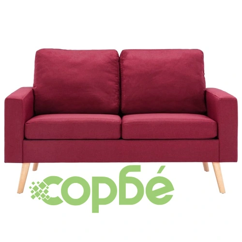 2-местен диван, виненочервен, текстил ➤ топ цена ➤ sorbe.bg