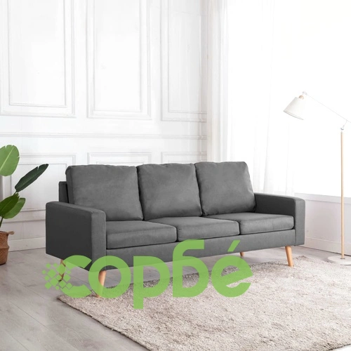 3-местен диван, светлосив, текстил ➤ топ цена ➤ sorbe.bg