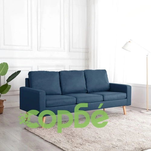 3-местен диван, син, текстил ➤ топ цена ➤ sorbe.bg