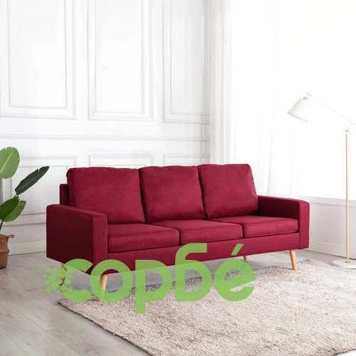 3-местен диван, виненочервен, текстил ➤ топ цена ➤ sorbe.bg