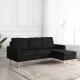3-местен диван с поставка за крака, черен, текстил