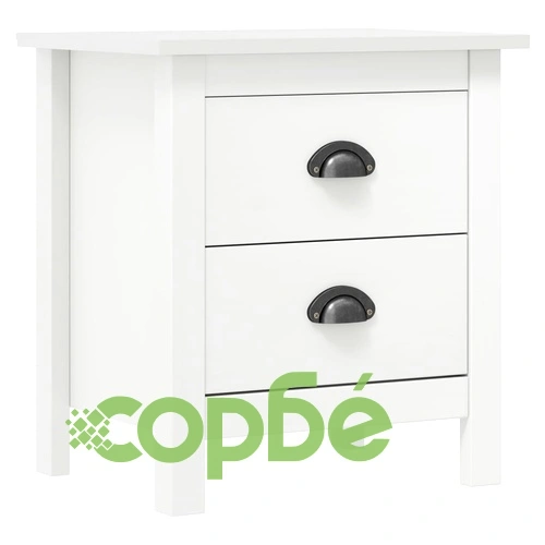 Нощно шкафче Hill бяло 46x35x49,5 см борово дърво масив ➤ топ цена ➤ sorbe.bg