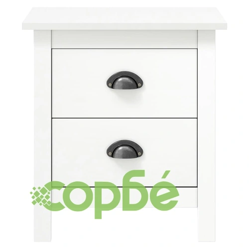 Нощно шкафче Hill бяло 46x35x49,5 см борово дърво масив ➤ топ цена ➤ sorbe.bg