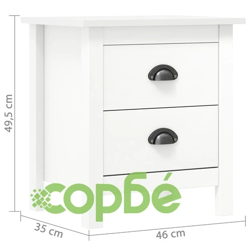 Нощно шкафче Hill бяло 46x35x49,5 см борово дърво масив ➤ топ цена ➤ sorbe.bg