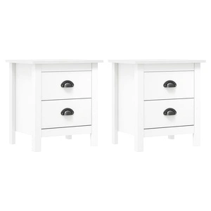 Нощни шкафчета Hill 2 бр бели 46x35x49,5 см борово дърво масив