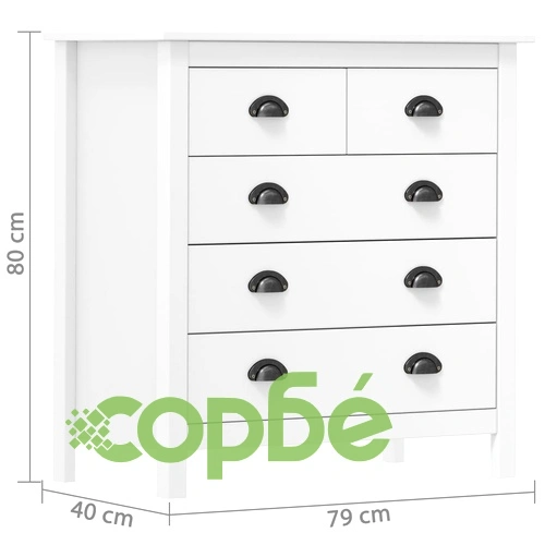 Сайдборд Hill бял 79x40x80 см борово дърво масив ➤ топ цена ➤ sorbe.bg