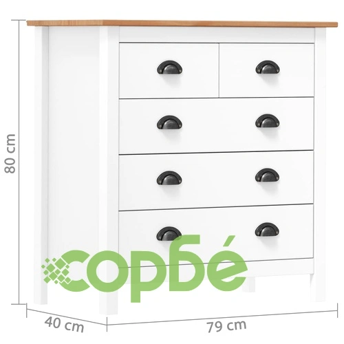 Сайдборд Hill бял 79x40x80 см борово дърво масив ➤ топ цена ➤ sorbe.bg