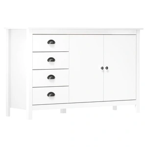 Сайдборд Hill бял 130x40x80 см борово дърво масив