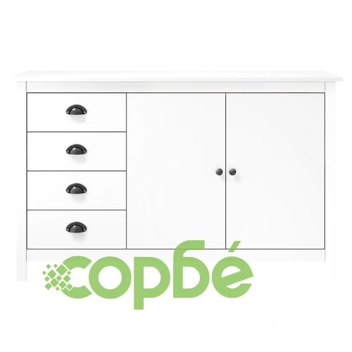 Сайдборд Hill бял 130x40x80 см борово дърво масив ➤ топ цена ➤ sorbe.bg