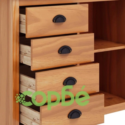 Сайдборд Hill меденокафяв 91x40x80 см борово дърво масив ➤ топ цена ➤ sorbe.bg