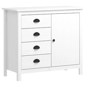 Сайдборд Hill бял 91x40x80 см борово дърво масив