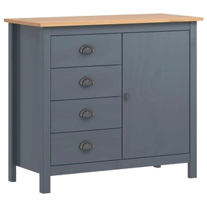 Сайдборд Hill сив 91x40x80 см борово дърво масив
