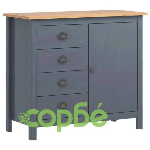 Сайдборд Hill сив 91x40x80 см борово дърво масив ➤ топ цена ➤ sorbe.bg