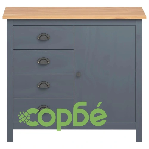 Сайдборд Hill сив 91x40x80 см борово дърво масив ➤ топ цена ➤ sorbe.bg