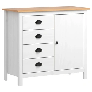 Сайдборд Hill бял 91x40x80 см борово дърво масив