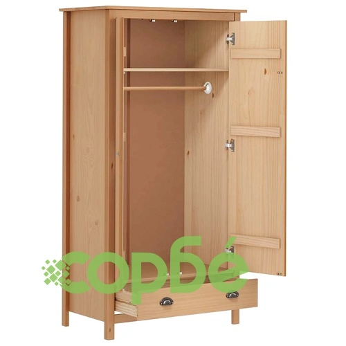 Гардероб с 2 врати Hill 89x50x170 см борово дърво масив ➤ топ цена ➤ sorbe.bg
