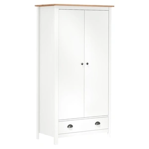 Гардероб с 2 врати Hill бял 89x50x170 см борово дърво масив