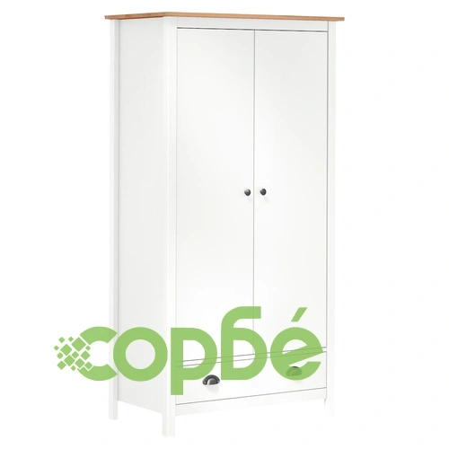 Гардероб с 2 врати Hill бял 89x50x170 см борово дърво масив ➤ топ цена ➤ sorbe.bg