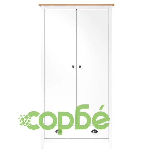 Гардероб с 2 врати Hill бял 89x50x170 см борово дърво масив ➤ топ цена ➤ sorbe.bg