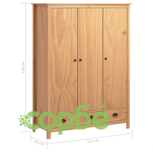 Гардероб Hill Range с 3 врати, 127x50x170 см, бор масив ➤ топ цена ➤ sorbe.bg
