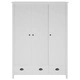 3-крилен гардероб Hill Range, бял, 127x50x170 см, бор масив
