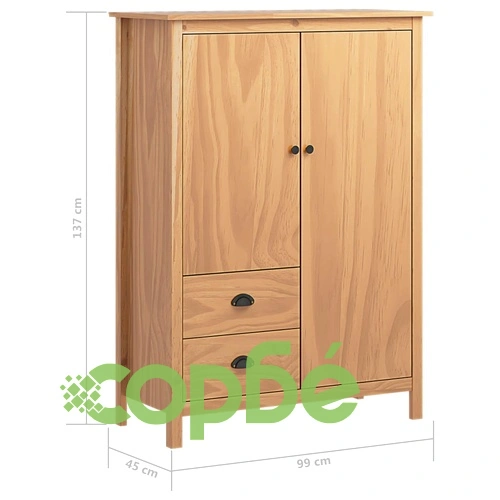 Гардероб с 2 врати Hill 99x45x137 см борово дърво масив ➤ топ цена ➤ sorbe.bg