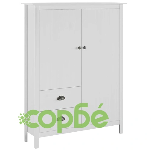 Гардероб с 2 врати Hill бял 99x45x137 см борово дърво масив ➤ топ цена ➤ sorbe.bg