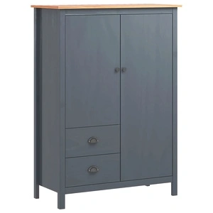 Гардероб с 2 врати Hill сив 99x45x137 см борово дърво масив