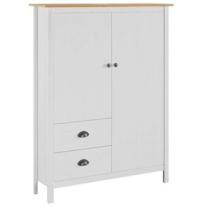 Гардероб с 2 врати Hill бял 99x45x137 см борово дърво масив