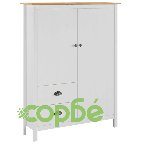 Гардероб с 2 врати Hill бял 99x45x137 см борово дърво масив ➤ топ цена ➤ sorbe.bg