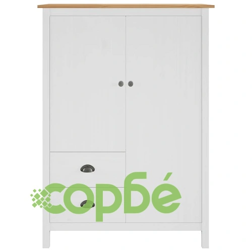 Гардероб с 2 врати Hill бял 99x45x137 см борово дърво масив ➤ топ цена ➤ sorbe.bg