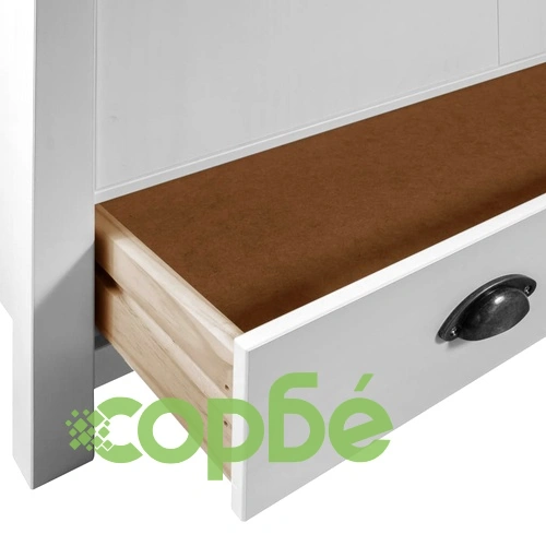 Гардероб с 3 врати Hill бял 142x45x137 см борово дърво масив ➤ топ цена ➤ sorbe.bg