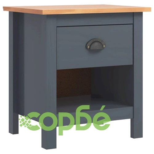 Нощно шкафче Hill сиво 46x35x49,5 см борово дърво масив ➤ топ цена ➤ sorbe.bg