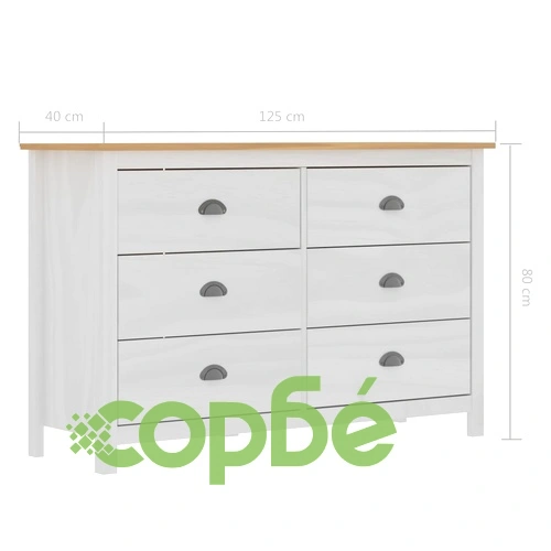 Сайдборд Hill бял 125x40x80 см борово дърво масив ➤ топ цена ➤ sorbe.bg