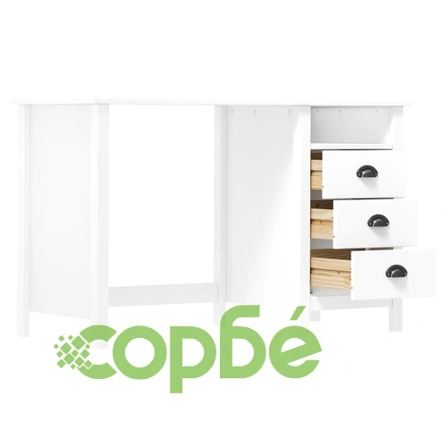 Бюро Hill с 3 чекмеджета 120x50x74 см бор масив ➤ топ цена ➤ sorbe.bg