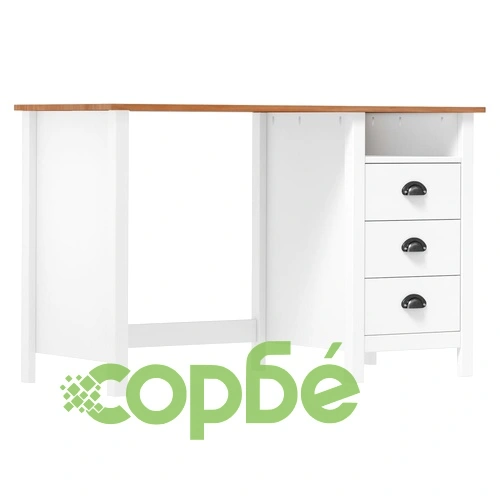 Бюро Hill с 3 чекмеджета 120x50x74 см бор масив ➤ топ цена ➤ sorbe.bg