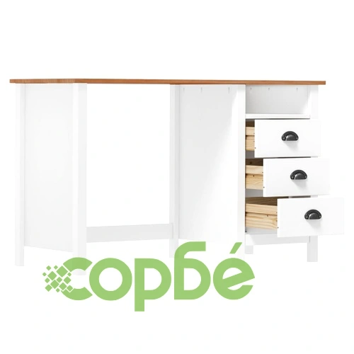 Бюро Hill с 3 чекмеджета 120x50x74 см бор масив ➤ топ цена ➤ sorbe.bg