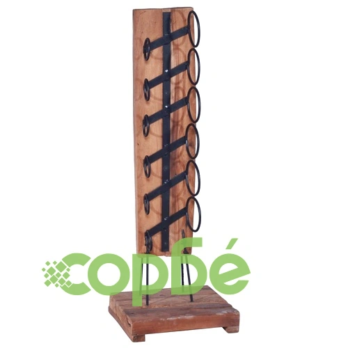 Стойка за вино за 6 бутилки, 35x35x100 см, тиково дърво масив ➤ топ цена ➤ sorbe.bg