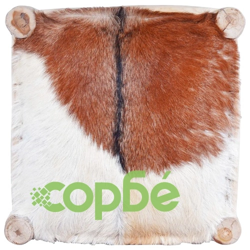 Бар стол, естествена козя кожа и тиково дърво масив  ➤ топ цена ➤ sorbe.bg