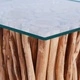 Маса за кафе със стъклен плот, 66x66x40 см, тиково дърво масив
