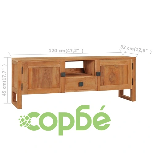 ТВ шкаф, 120x32x45 cм, тиково дърво масив на топ цена от sorbe.bg ТВ шкаф, 120x32x45 cм, тиково дърво масив ➤ топ цена ➤ sorbe.bg
